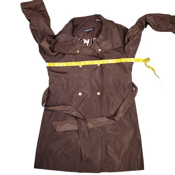 Ellen Tracy Outerwear Techno Double-Breasted Rain Trench Coat With Belt Petite - Picture 10 of 11